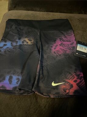 Nike Women’s Black Bike Shorts with Blue and Pink Gradient Print